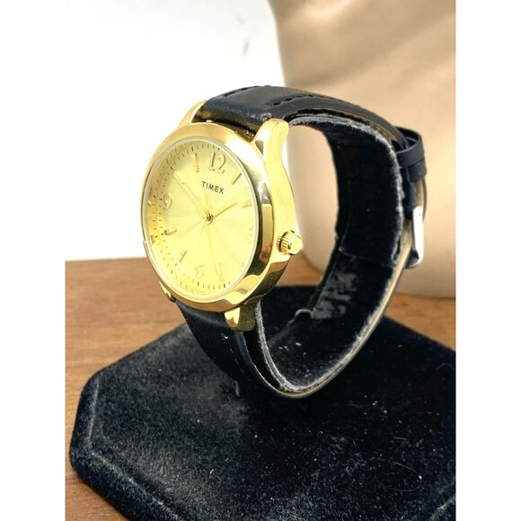 Timex Women's Watch TW2V36000 Quartz Gold Black Leather Band 32mm - Picture 2 of 13